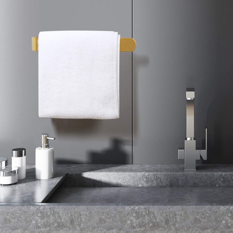 HouseAid Self Adhesive Hand Towel Holder for Bathroom, Stainless Steel Adhesive Towel Bar, No Drilling Modern Hand Towel Hanger, Brushed Gold - Image 2